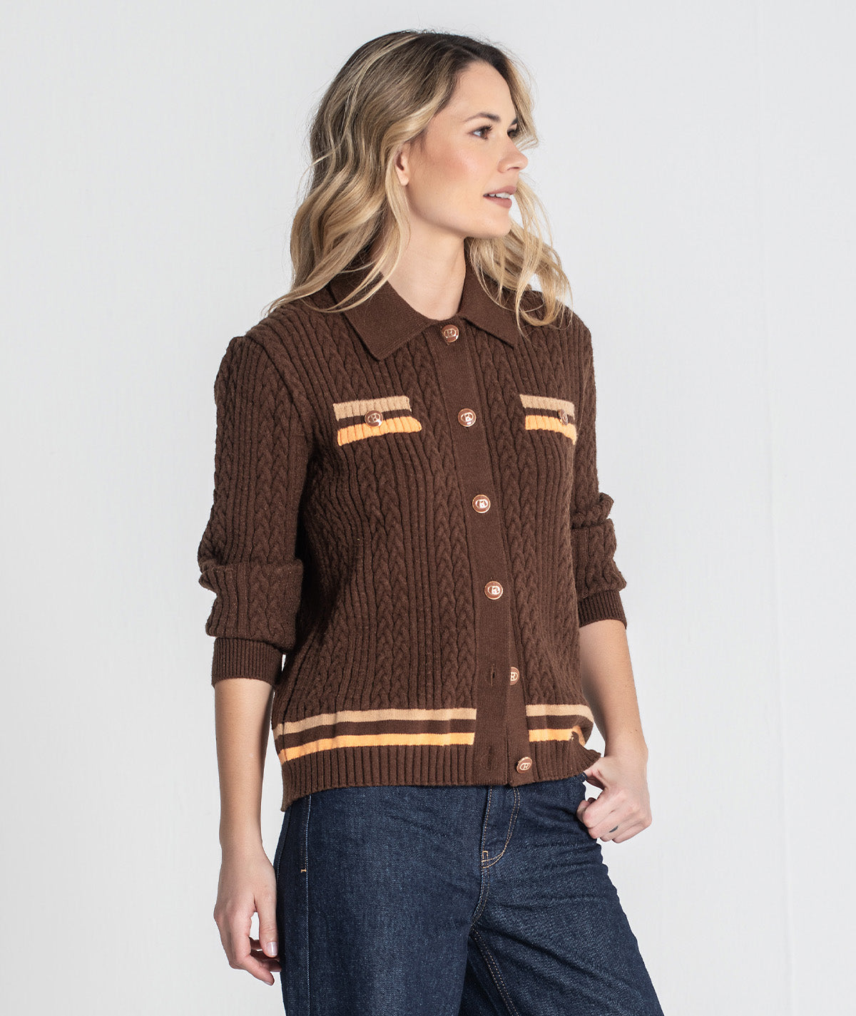 Casaco tranças com botões 3458