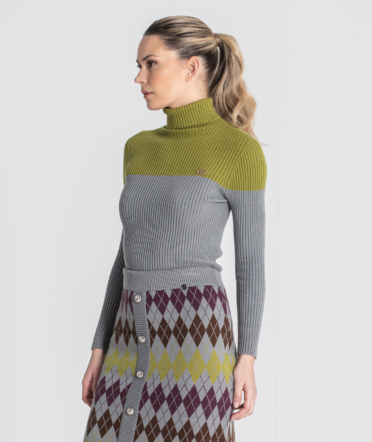 Camisola gola alta bicolor 3465