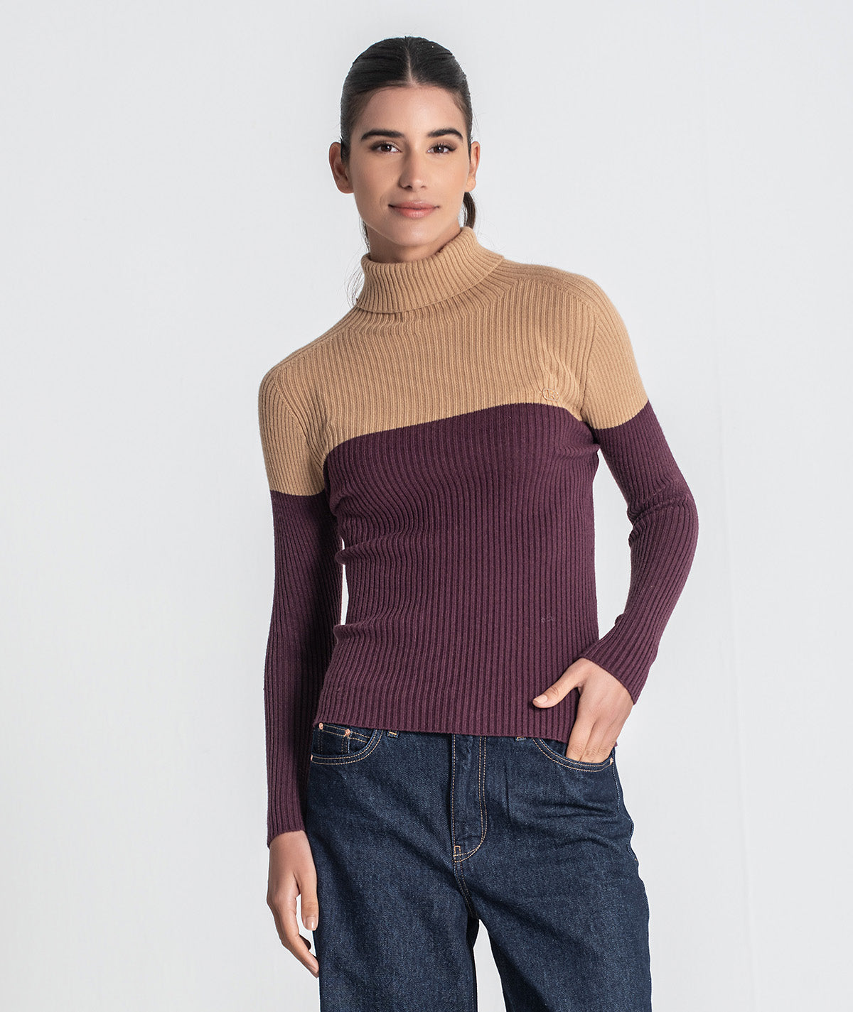 Camisola gola alta bicolor 3465