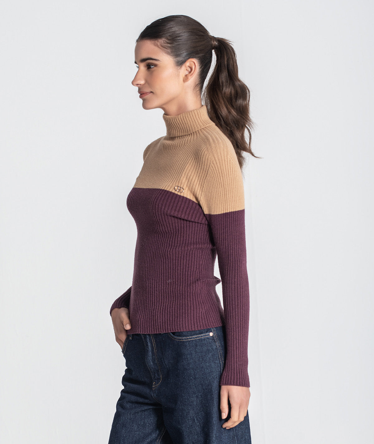 Camisola gola alta bicolor 3465