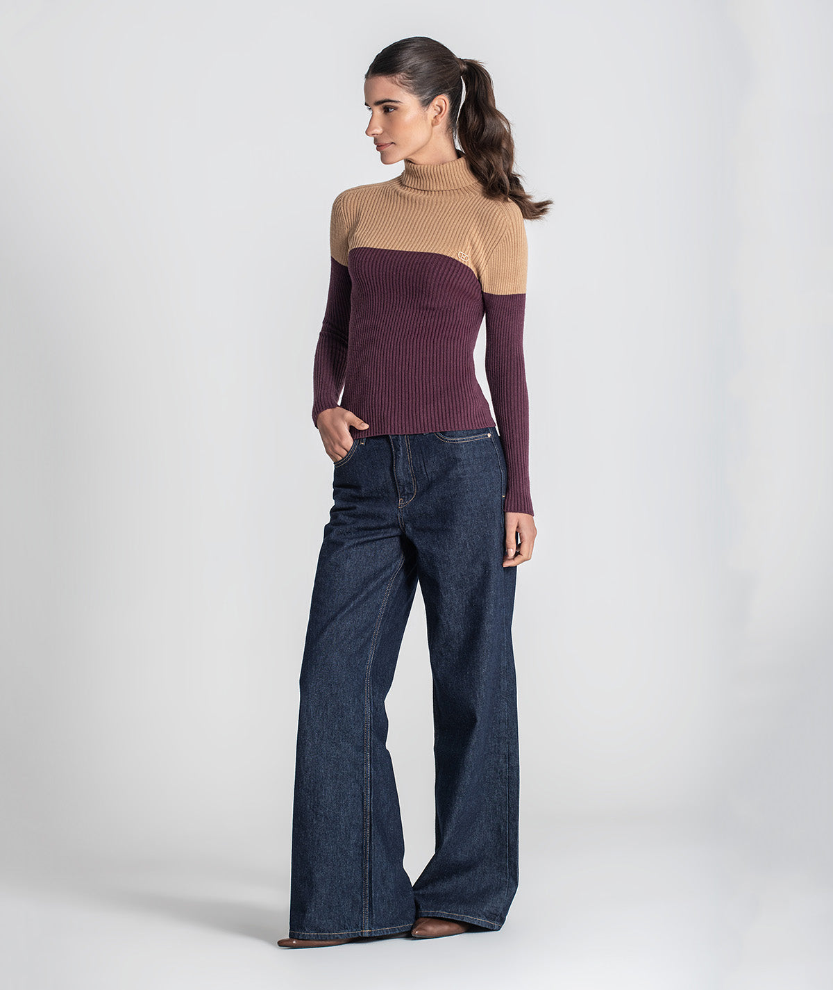 Camisola gola alta bicolor 3465