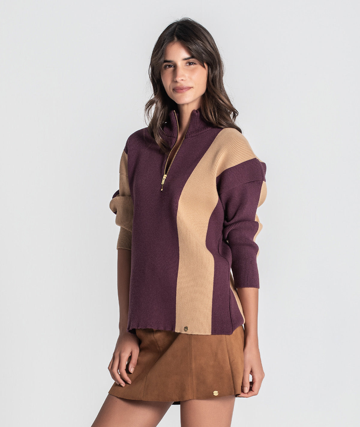 Camisola oversize canelada bicolor 3466