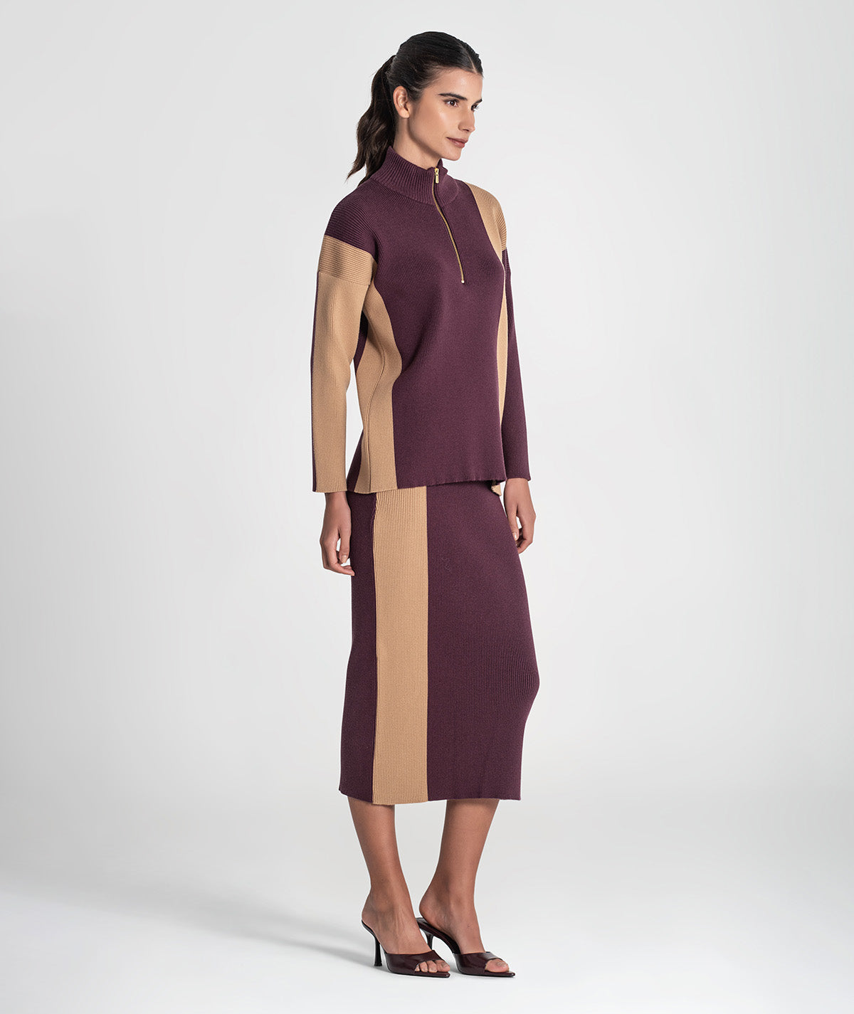 Two-tone ribbed skirt 3467