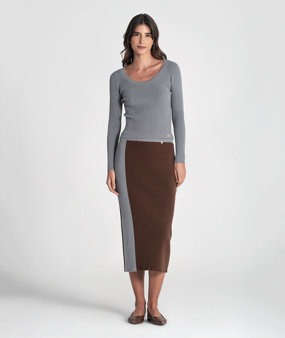 Two-tone ribbed skirt 3467