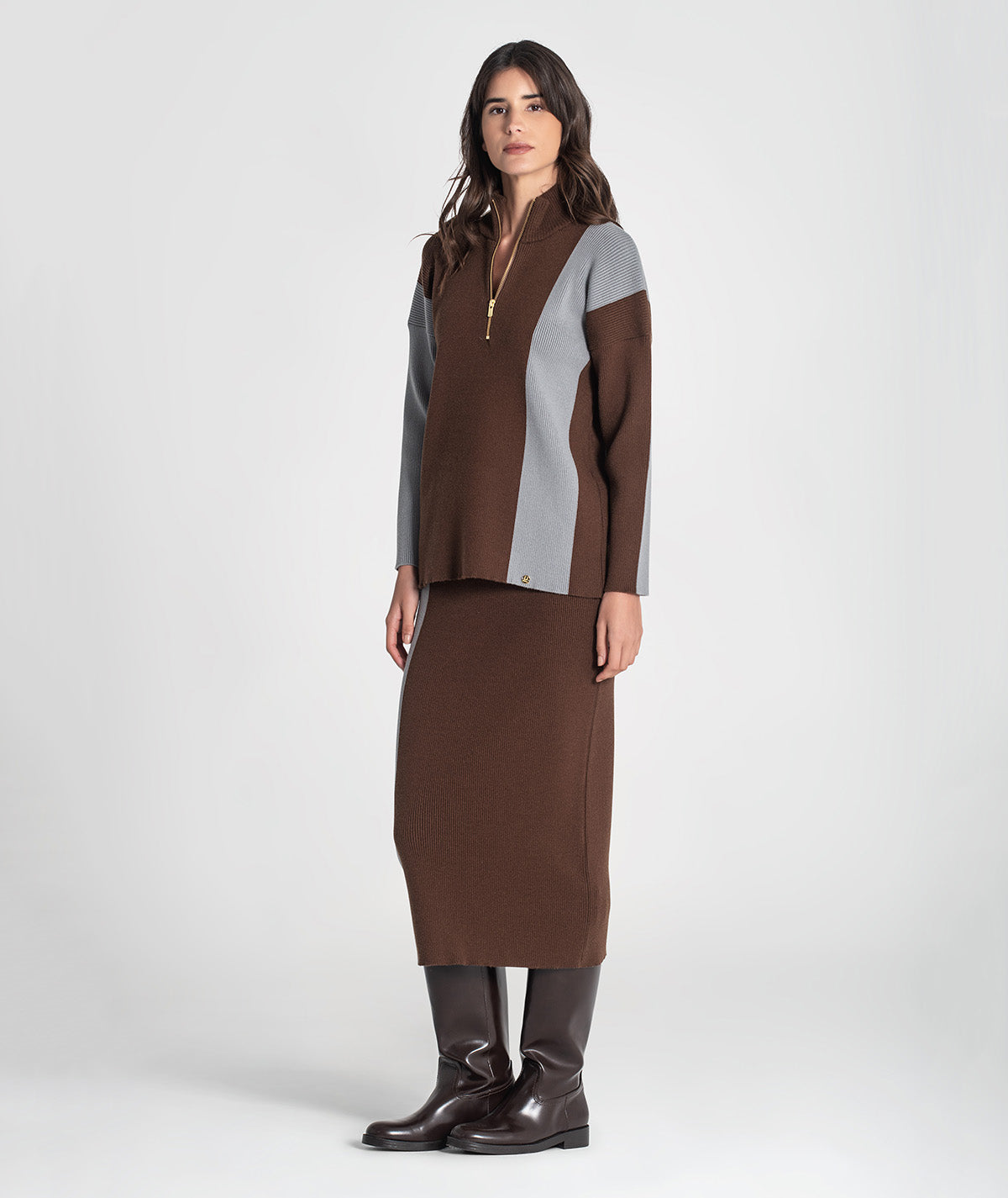 Two-tone ribbed skirt 3467