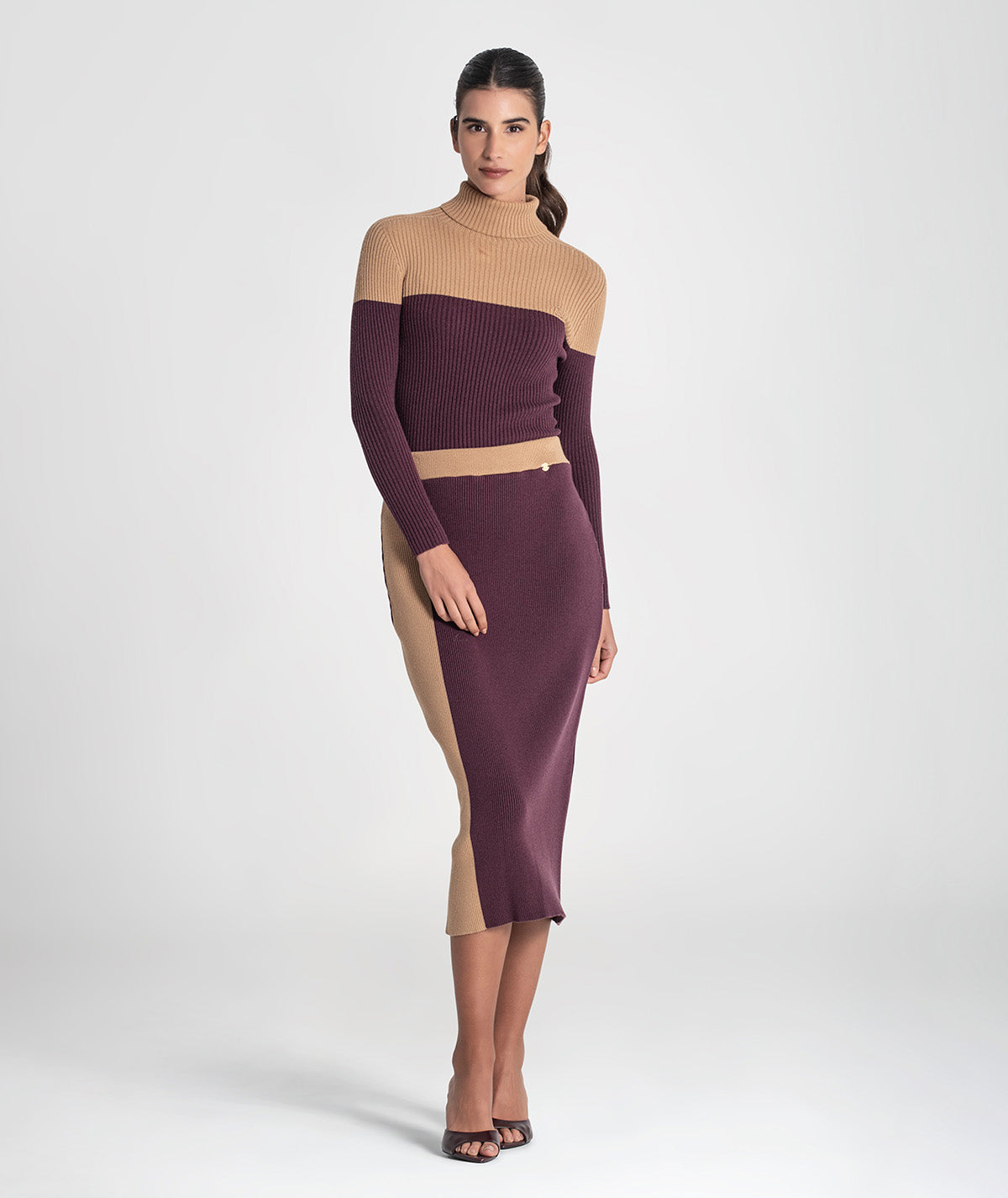 Two-tone ribbed skirt 3467