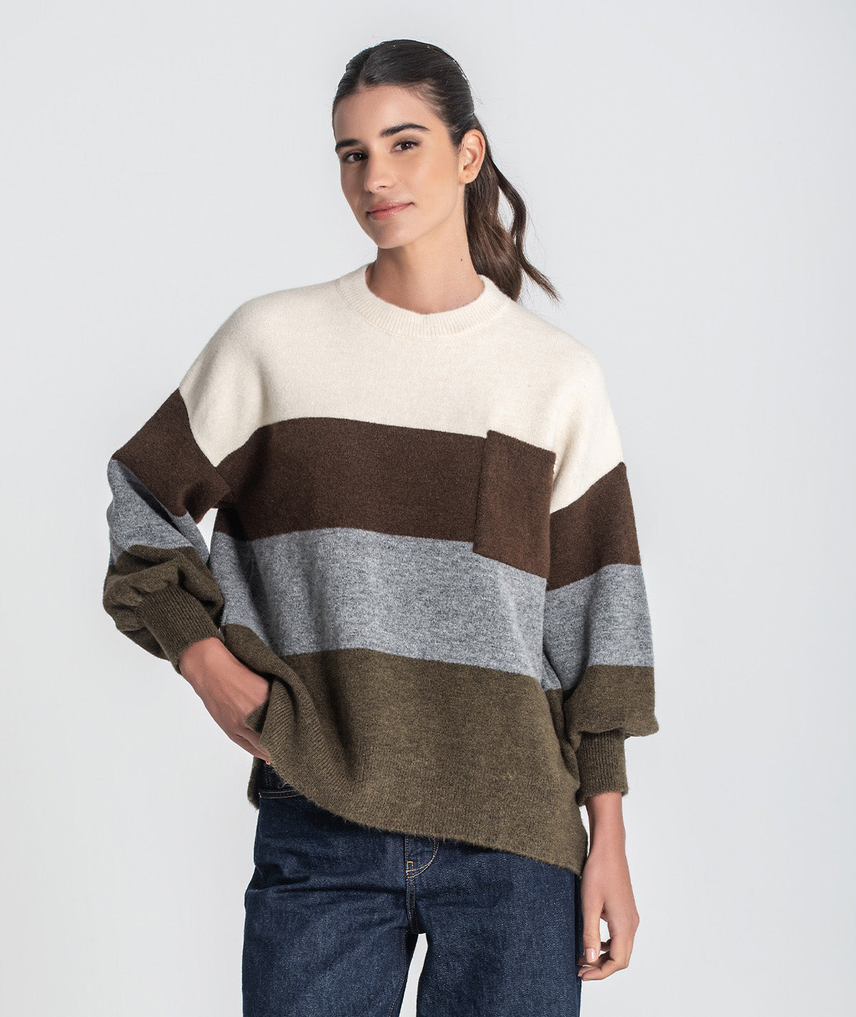 Camisola riscas com bolso 3469