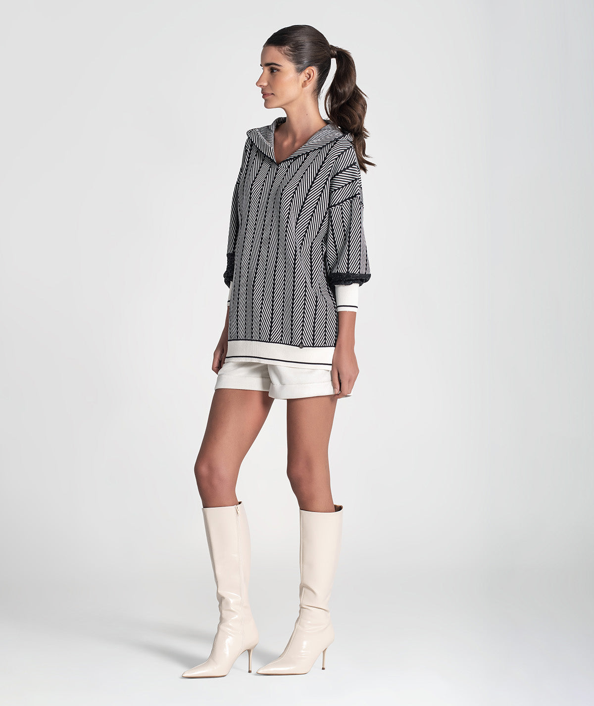 Camisola com jacquard e mangas lantejoulas 3477