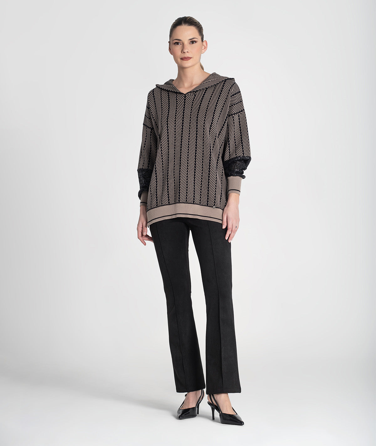 Camisola com jacquard e mangas lantejoulas 3477
