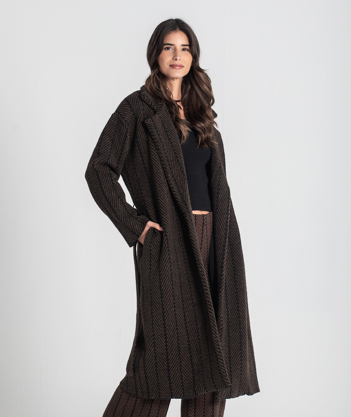 Casaco comprido com jacquard 3479