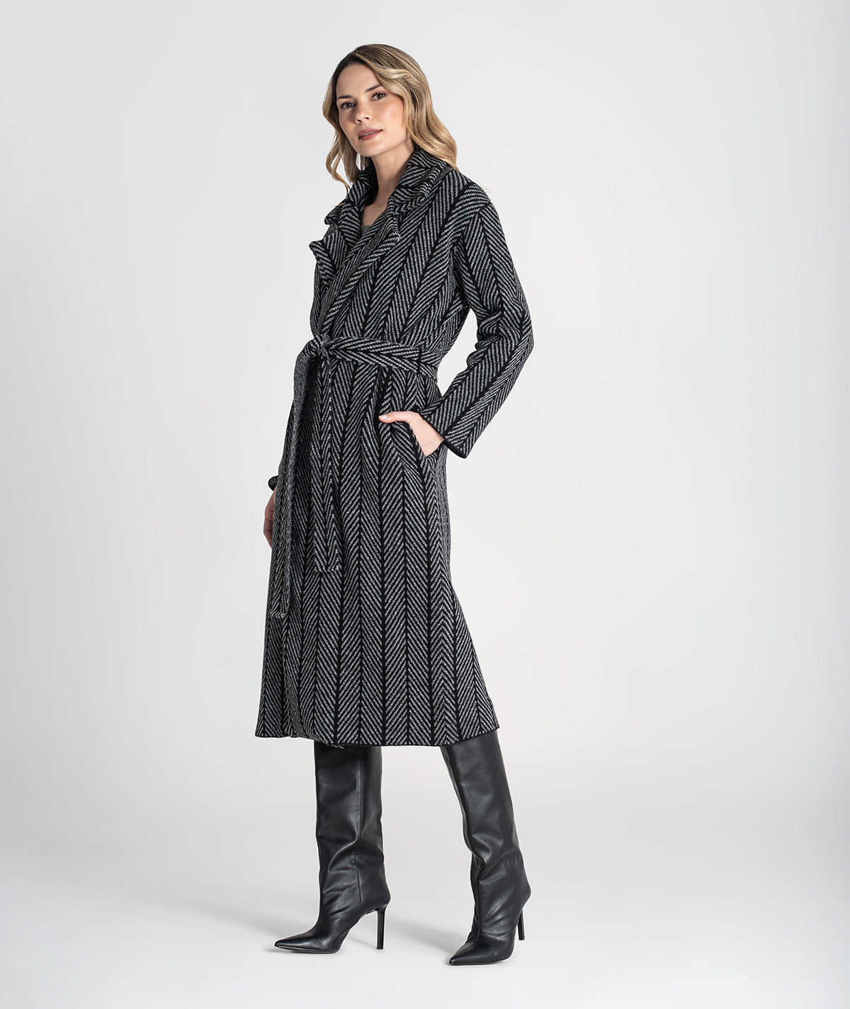 Casaco comprido com jacquard 3479