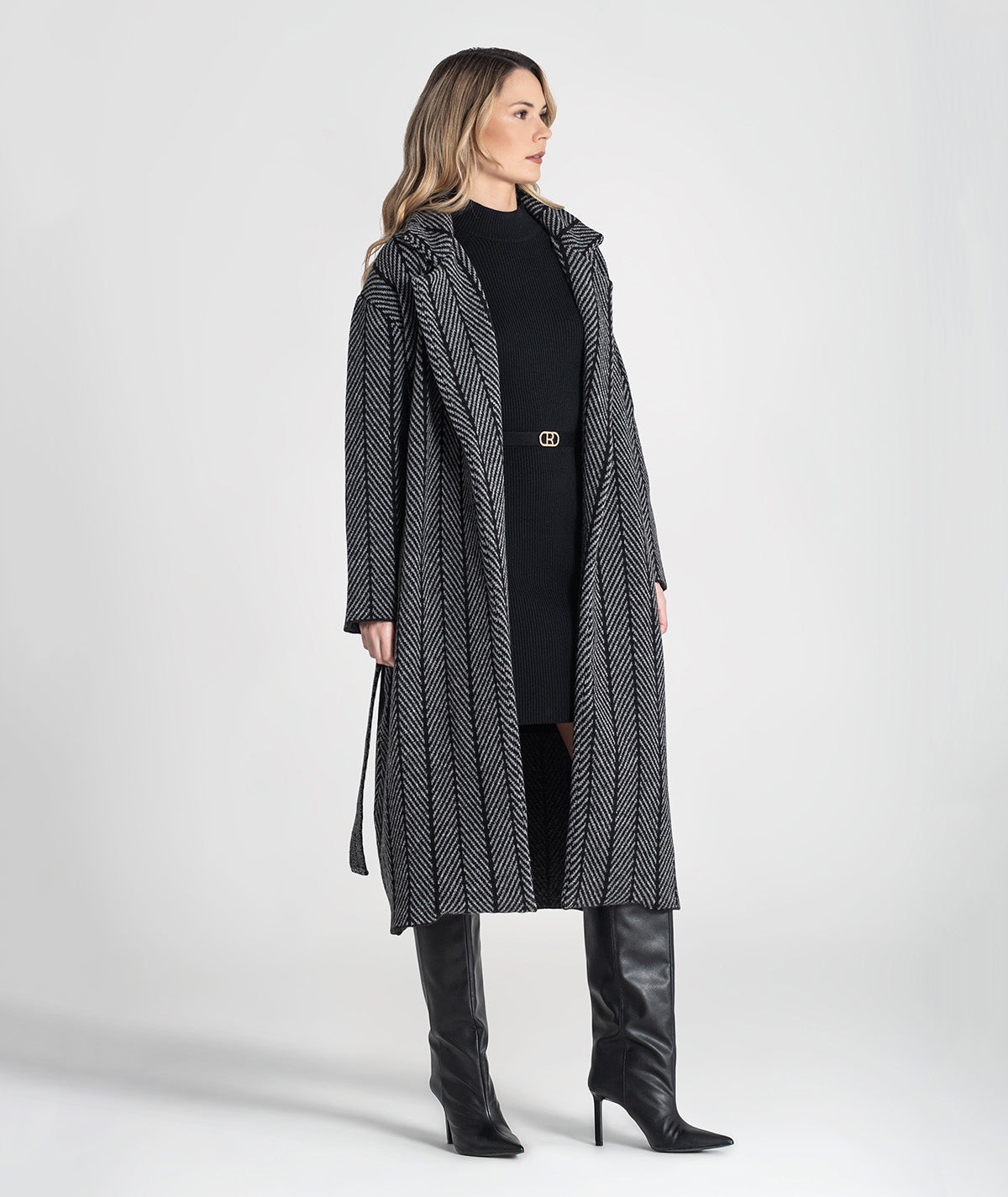 Casaco comprido com jacquard 3479