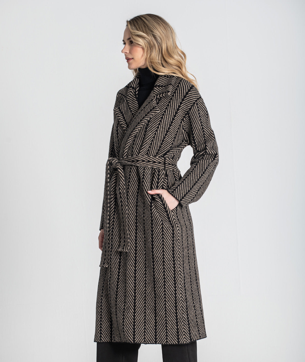 Casaco comprido com jacquard 3479