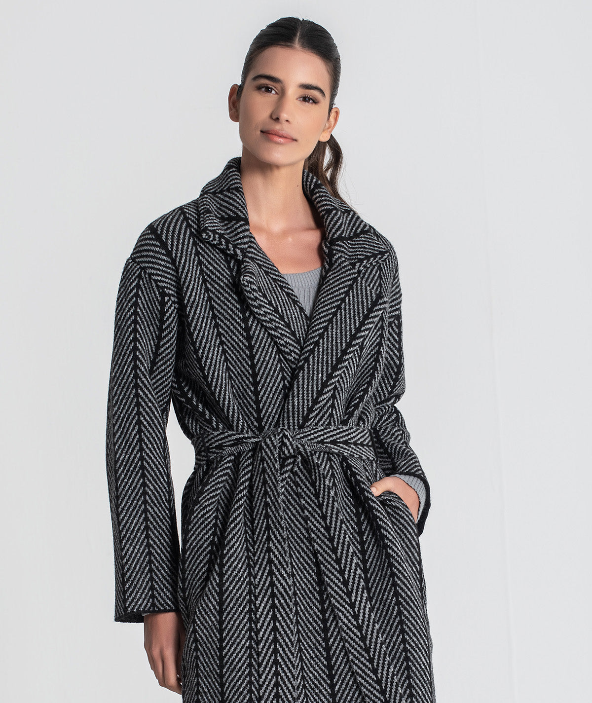 Casaco comprido com jacquard 3479