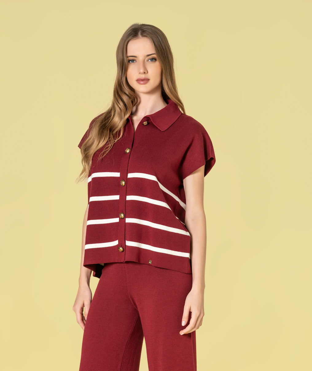 Striped vest with buttons 3484