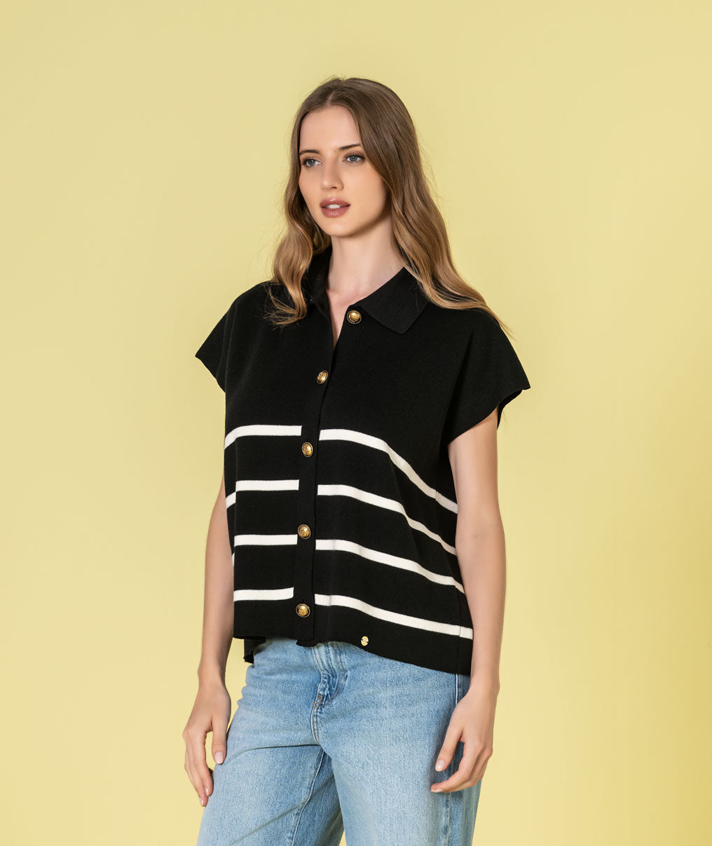 Striped vest with buttons 3484