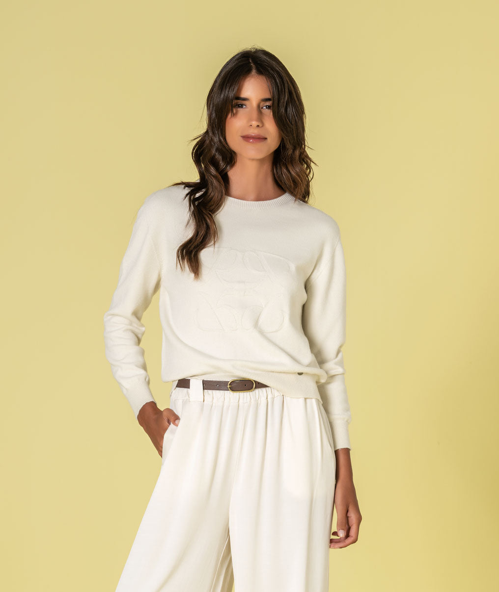 Camisola decote redondo com relevo 3493