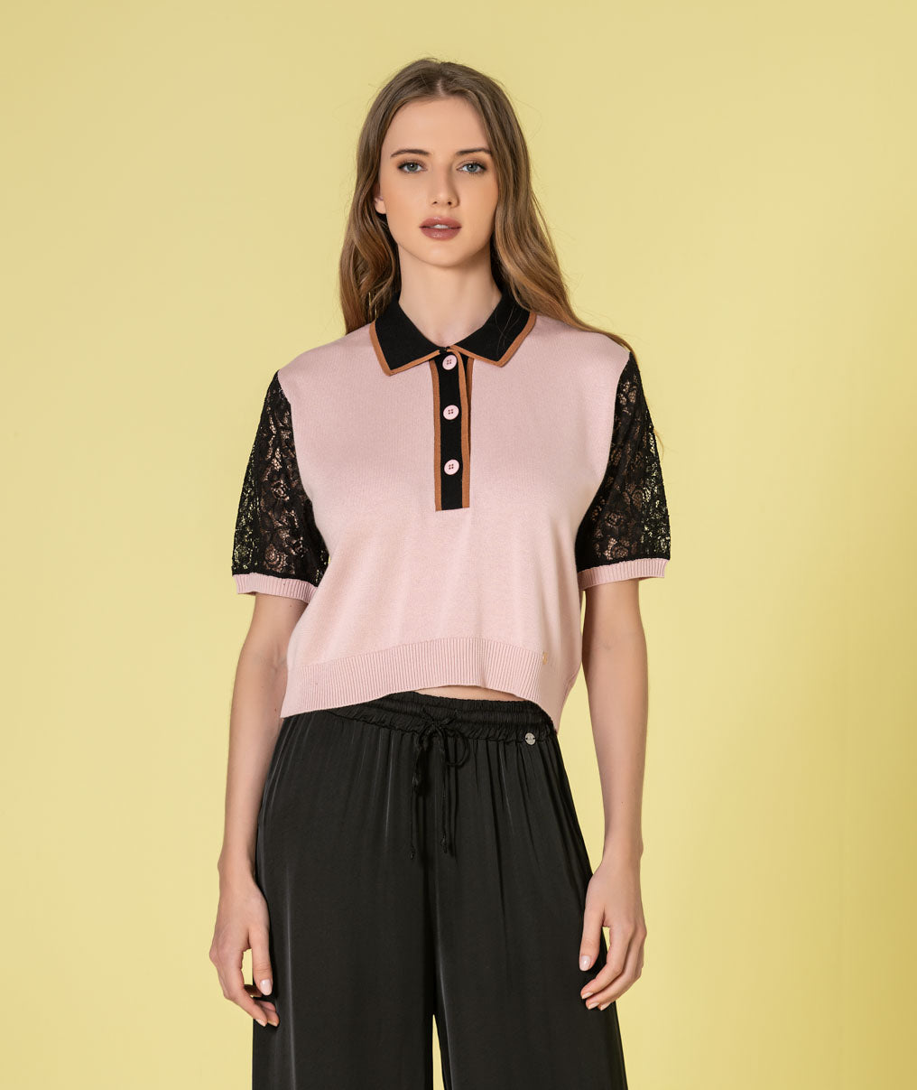 Camisola com mangas em renda 3495