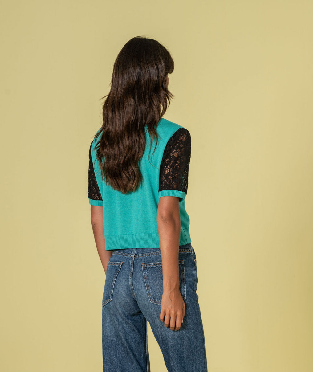 Camisola com mangas em renda 3495