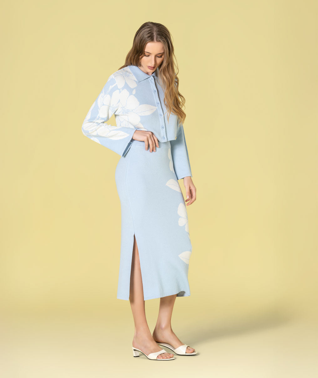 Saia com jacquard flores 3498