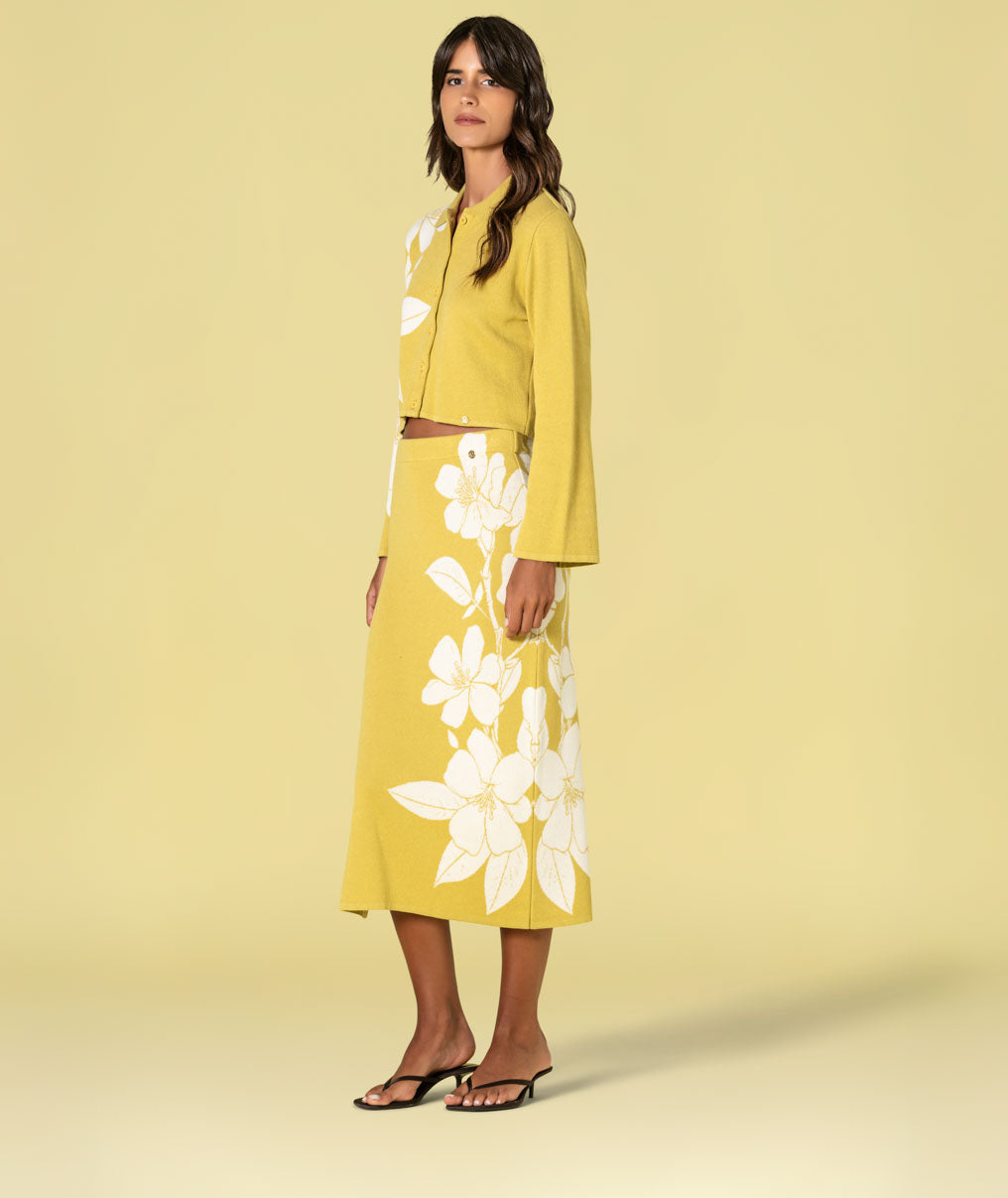 Saia com jacquard flores 3498