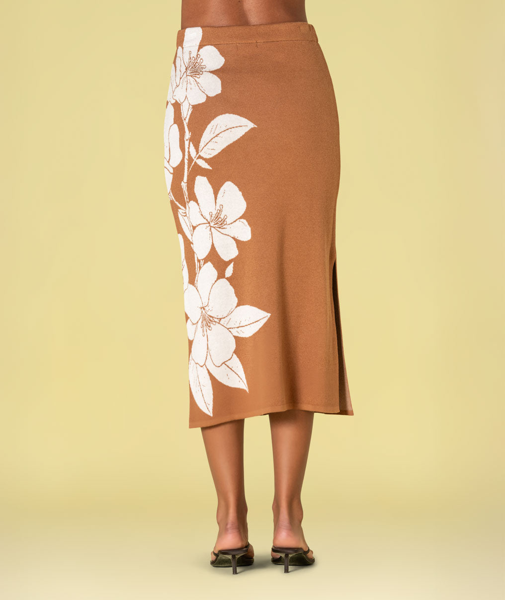 Saia com jacquard flores 3498