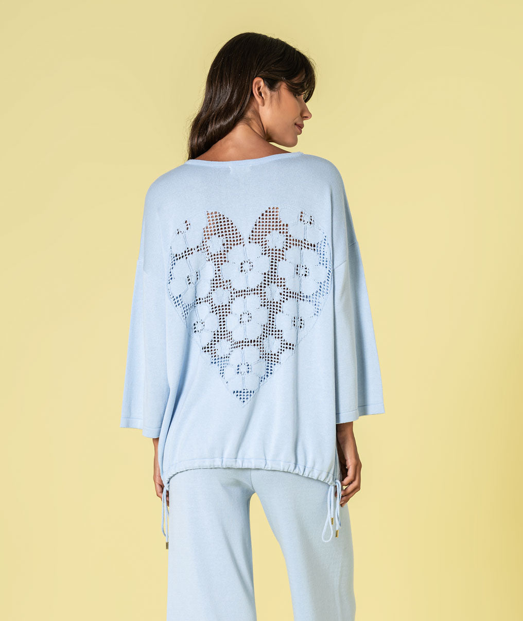 Camisola com coração pointelle nas costas 3499