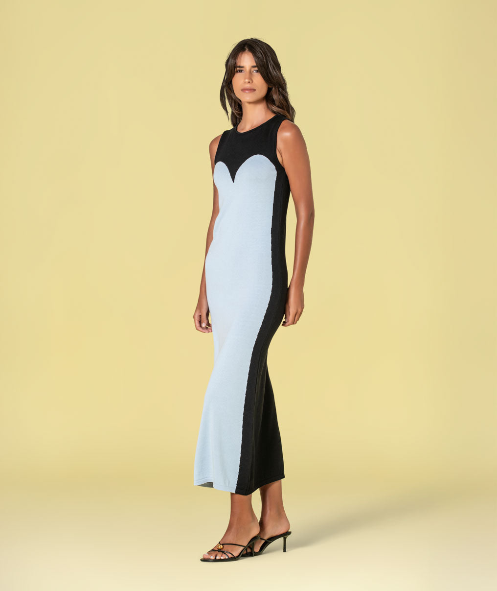 Vestido bicolor 3506