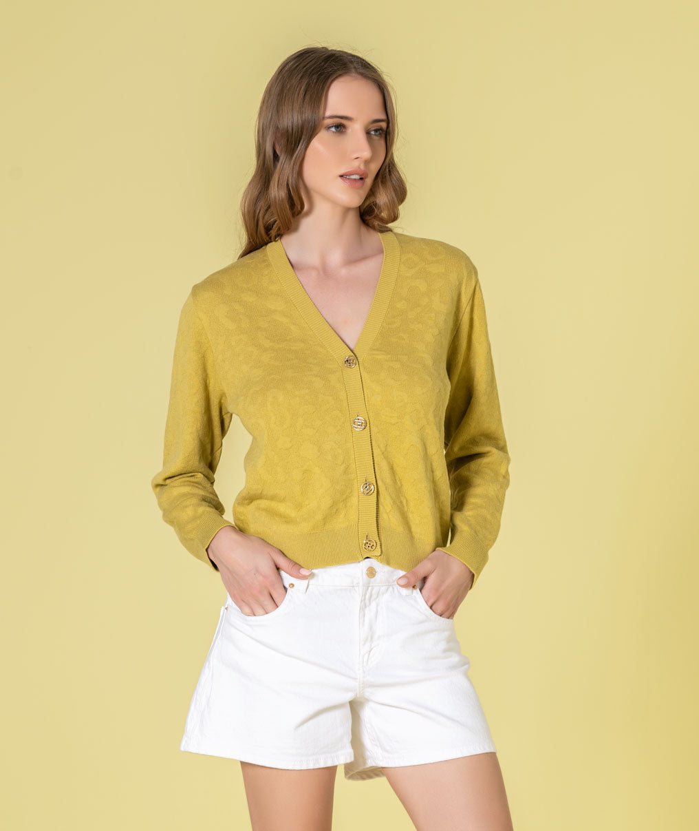 Casaco com relevo animal print 3509