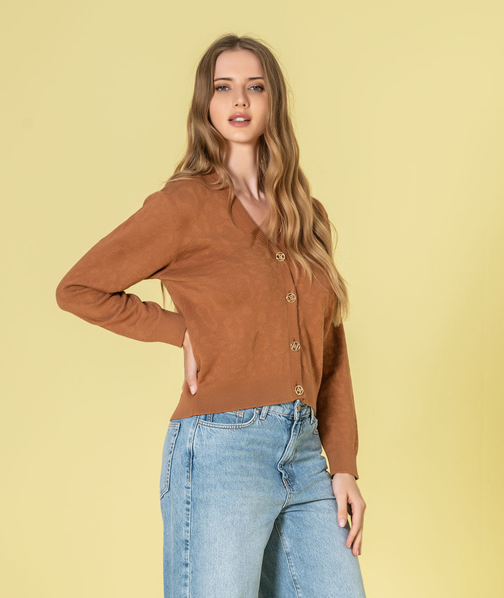 Casaco com relevo animal print 3509