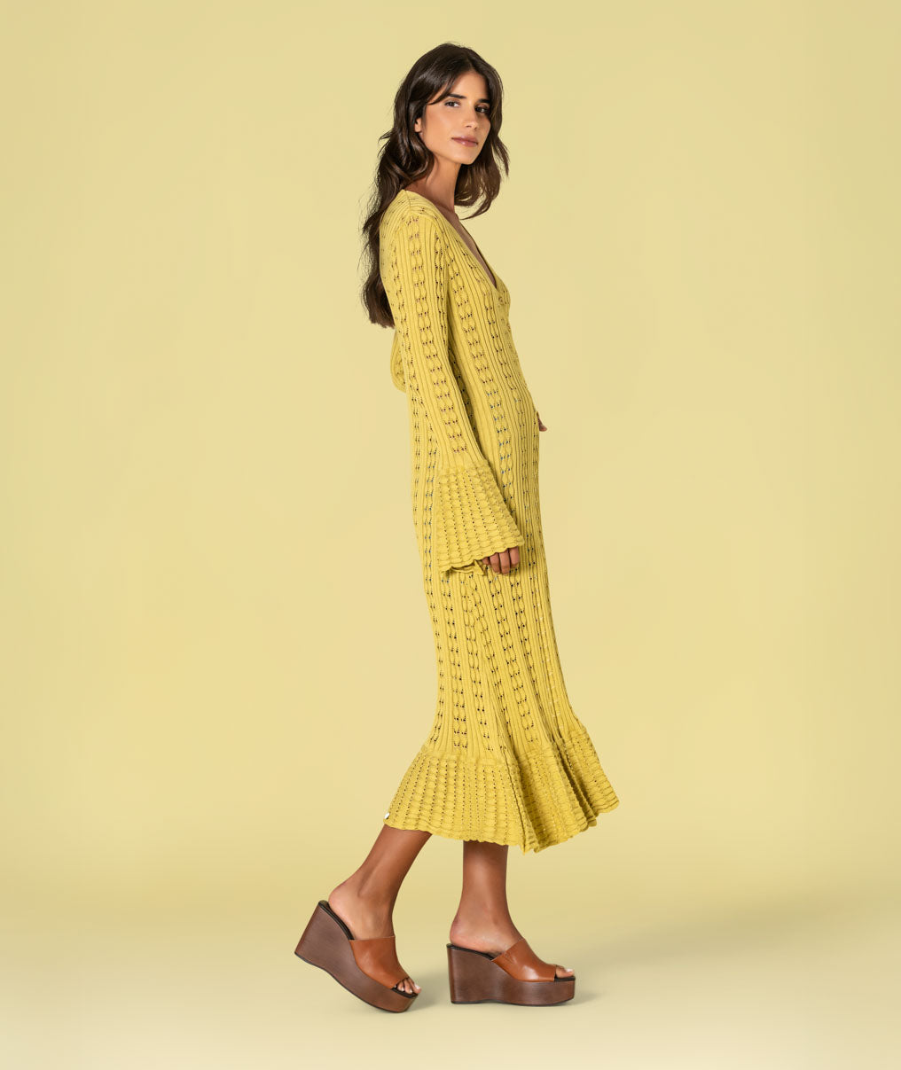 Vestido Casaco comprido perfurado 3513