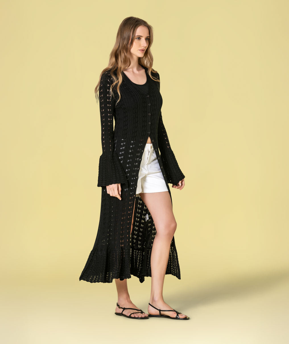 Vestido Casaco comprido perfurado 3513