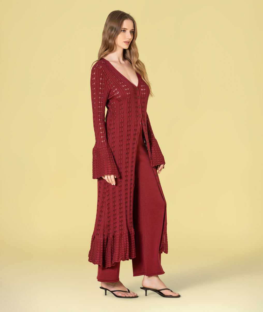 Vestido Casaco comprido perfurado 3513