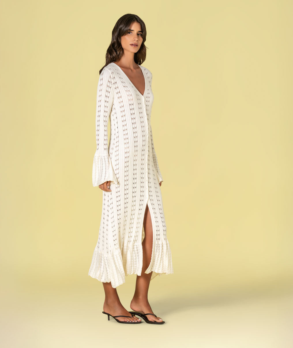 Vestido Casaco comprido perfurado 3513