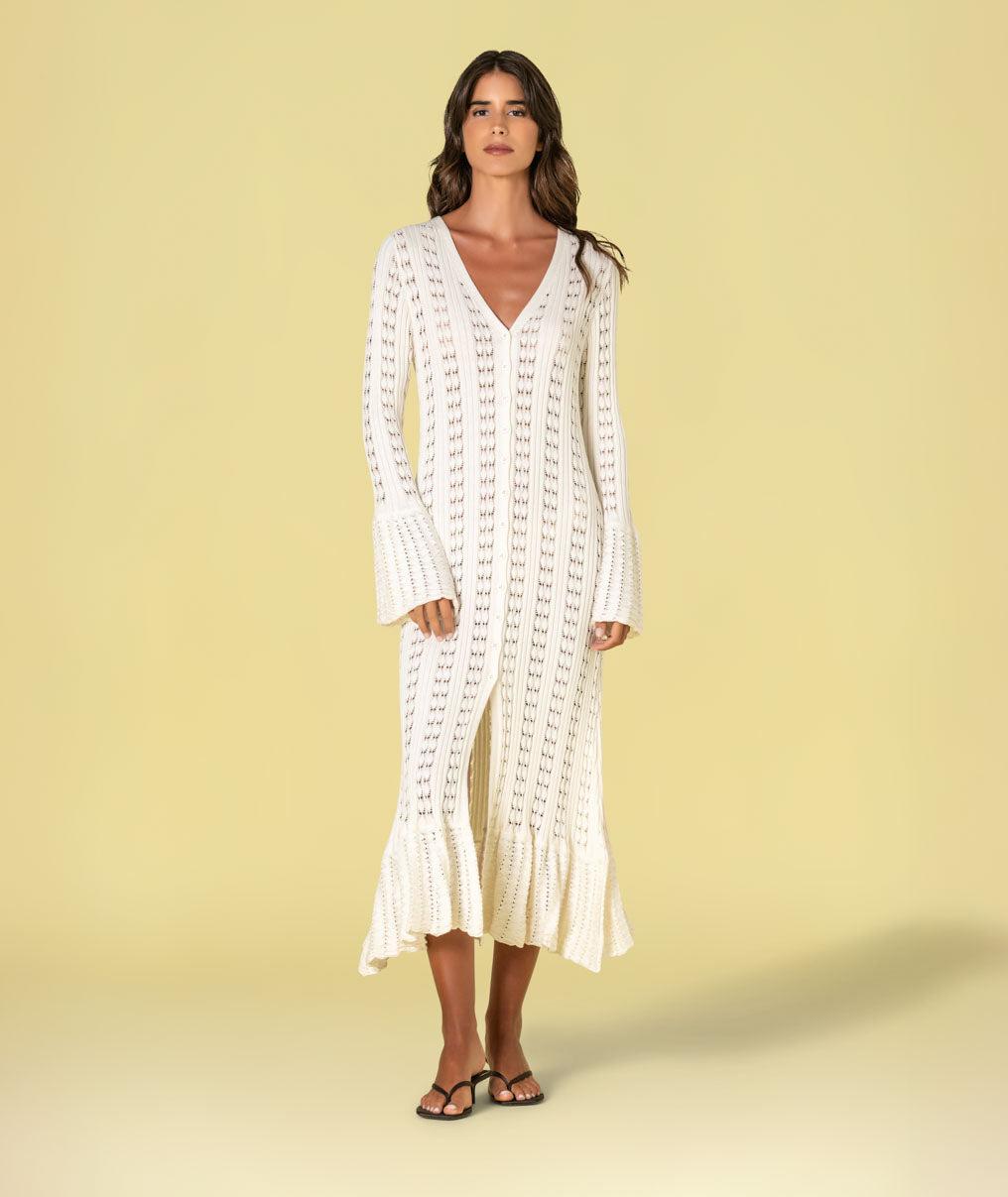 Vestido Casaco comprido perfurado 3513