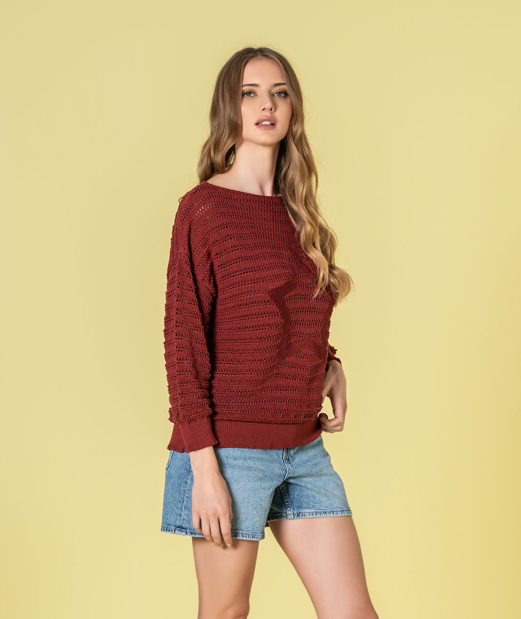 Camisola perfurada estrela bordada 3523