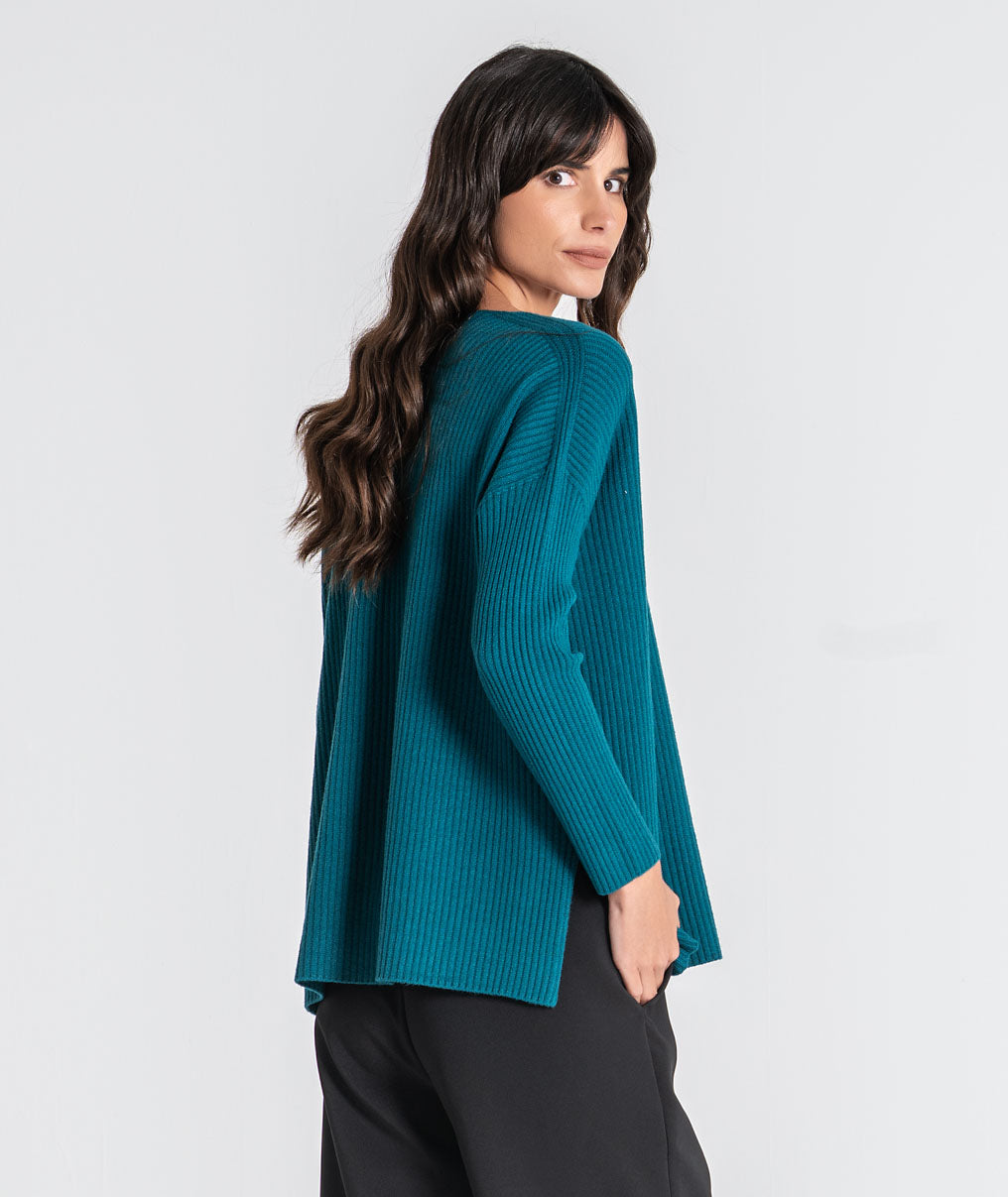 Ribbed v-neck top 3547