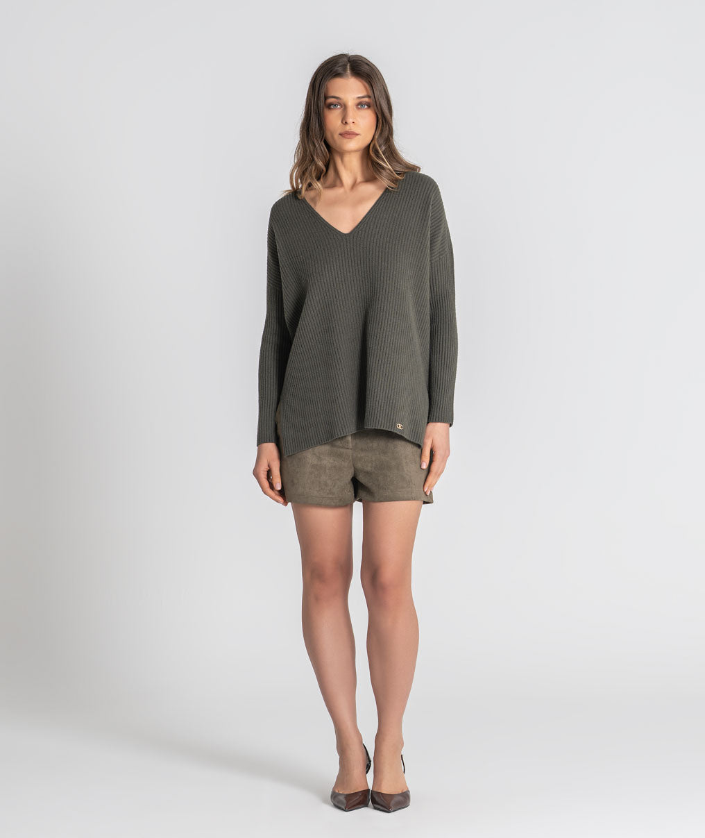 Ribbed v-neck top 3547