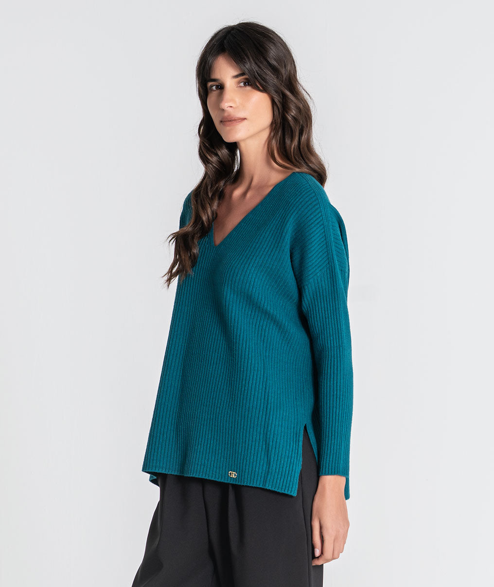 Ribbed v-neck top 3547