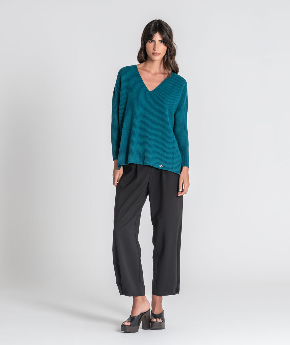 Ribbed v-neck top 3547