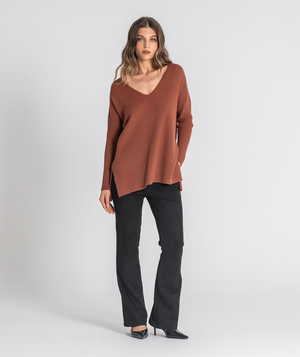 Ribbed v-neck top 3547