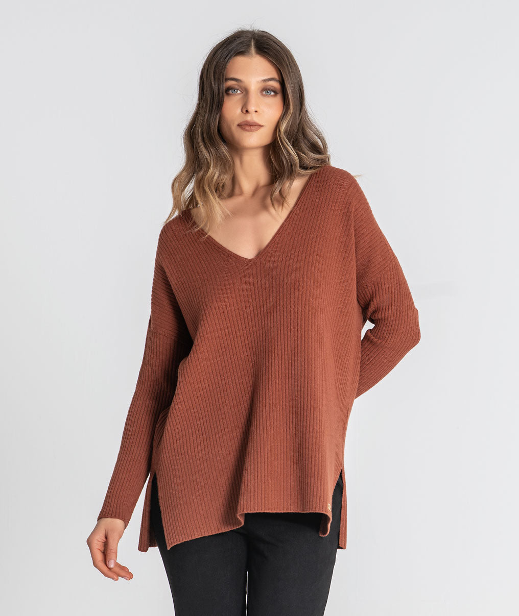 Ribbed v-neck top 3547