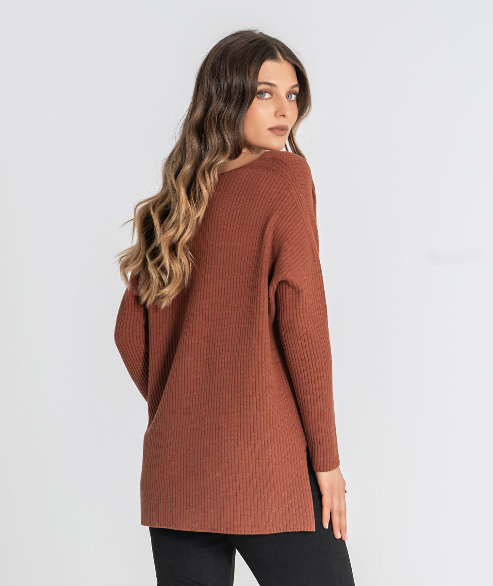 Ribbed v-neck top 3547