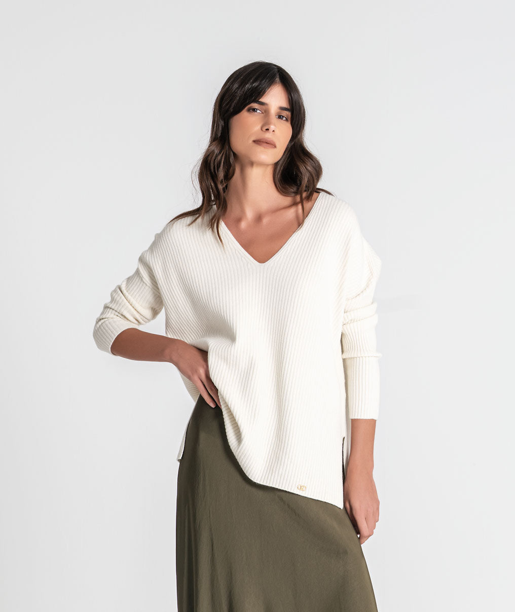 Ribbed v-neck top 3547