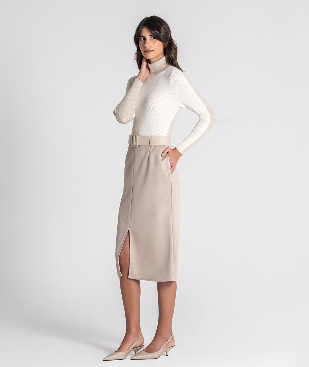 High-neck two-tone jersey 3553