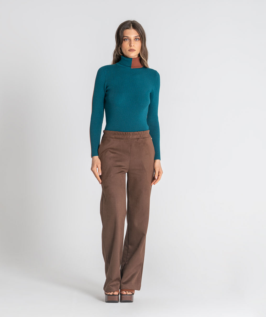 High-neck two-tone jersey 3553