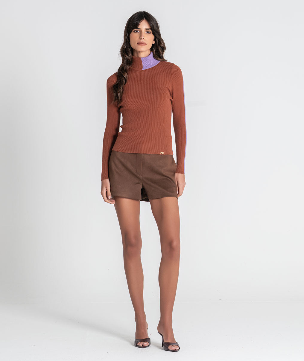 High-neck two-tone jersey 3553