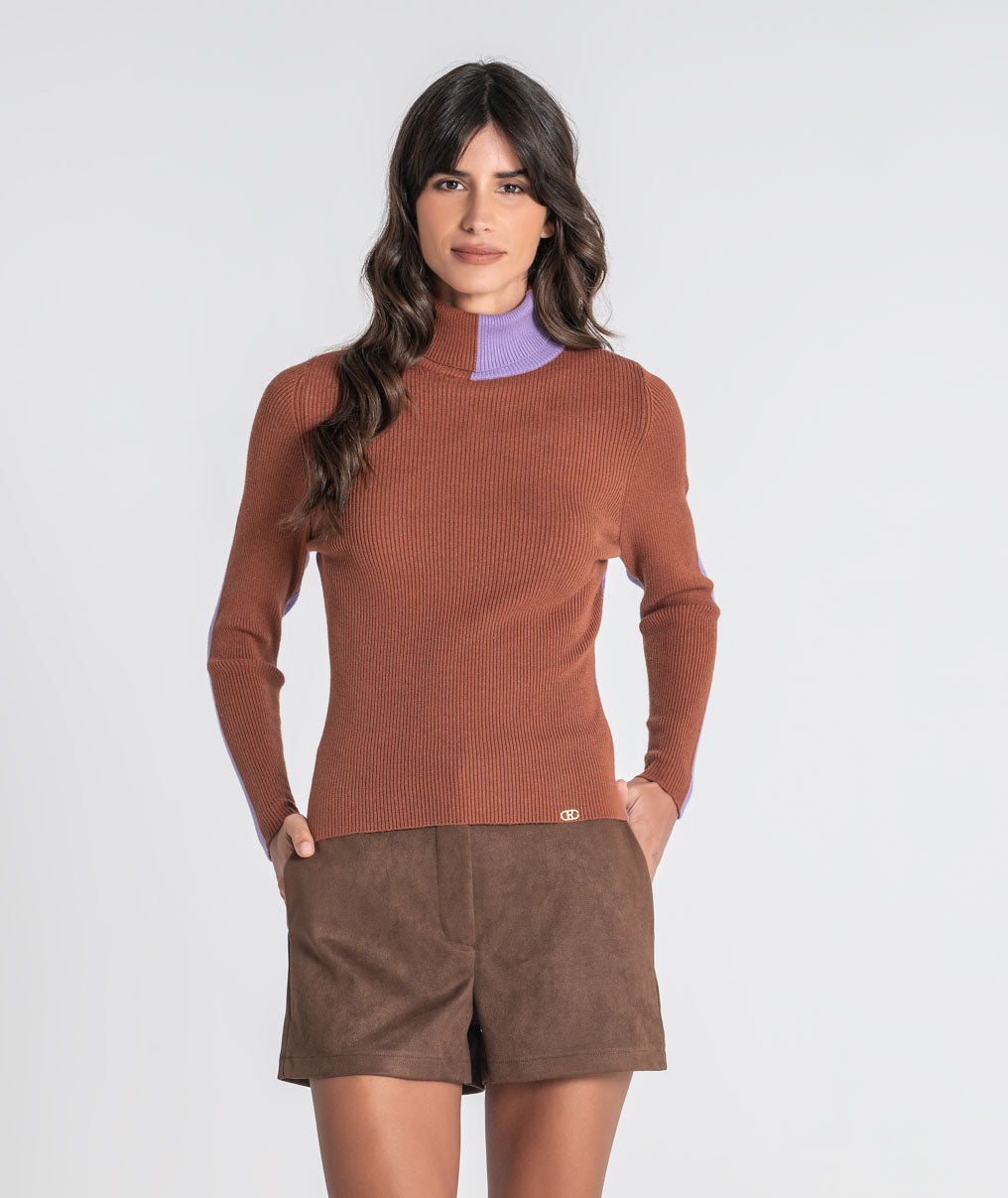 High-neck two-tone jersey 3553
