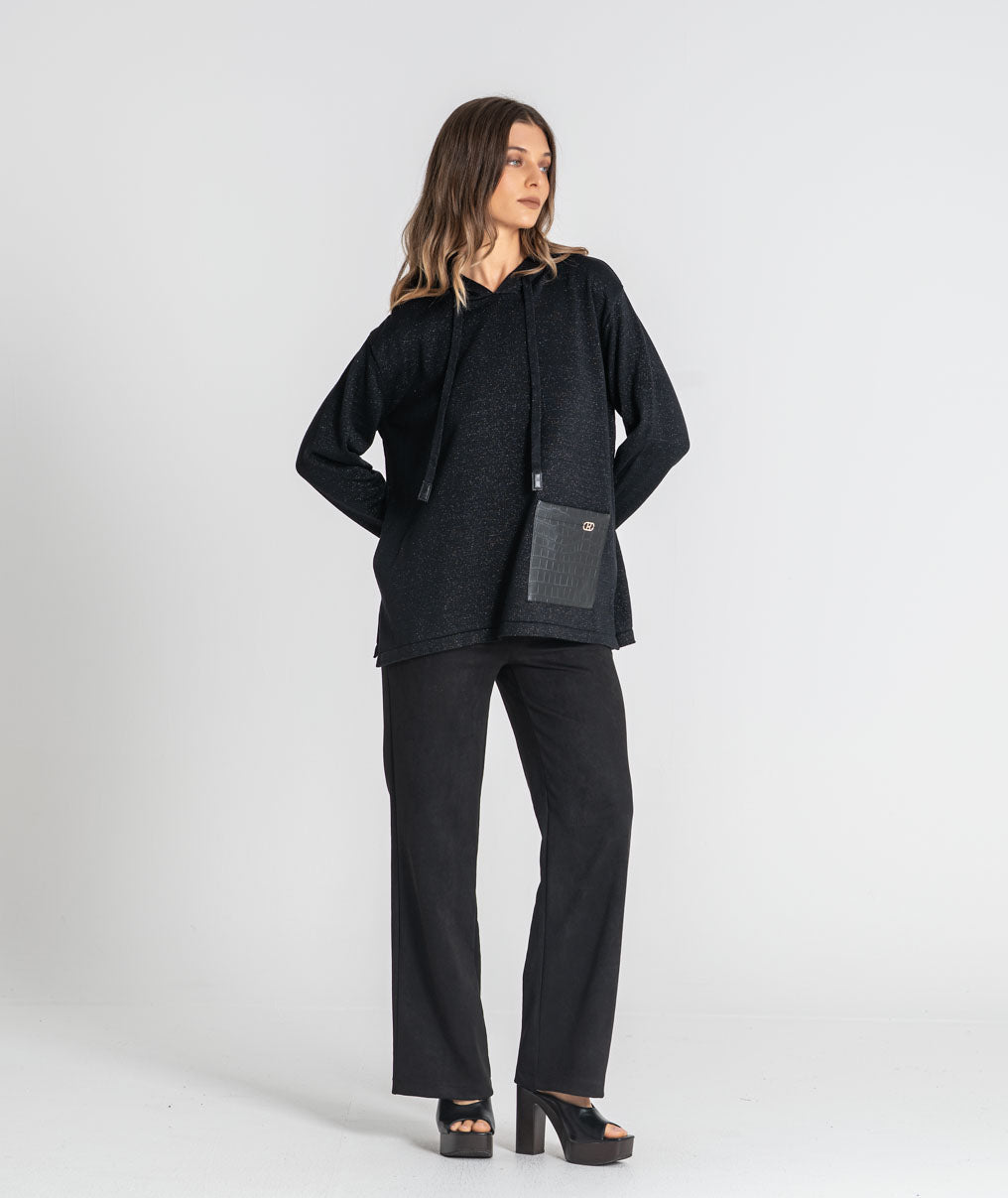Faux leather pocket sweatshirt 3554