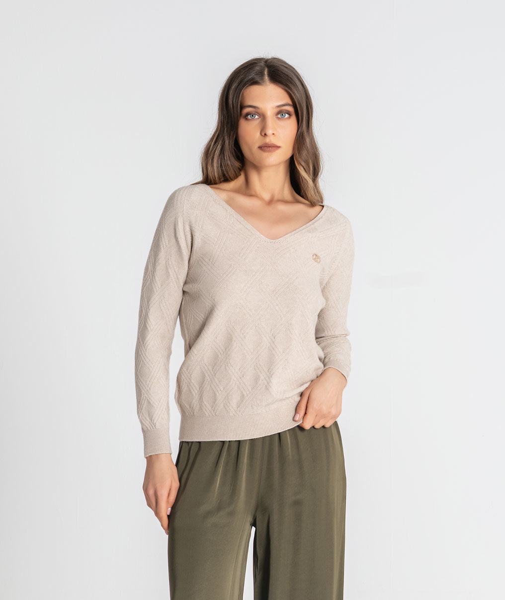 Textured jumper with plate r 3560